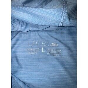 Ron Jon Performance Hoodie - L - UPF 50 Sun Protection Sky Blue Long Sleeve